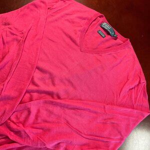 VTG Mens Polo Ralph Lauren Hot Pink Cashmere Cotton Knit VNeck Sweater (Medium)